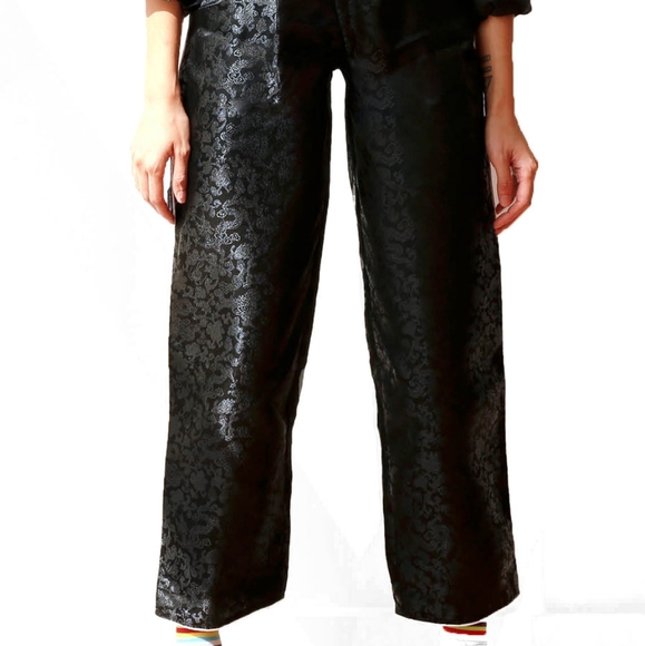 NWOT Dawang Black Brocade Jumpsuit Size S - Picture 3 of 8